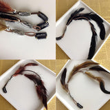 Numblartd 3 Pcs Handmade Boho Feather Clip Comb Hair Extensions - Women Lady Hippie Headdress Hairpin for Hair DIY Accessories