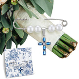 Something Blue Bridal Bouquet Charm Card Set Flower Bridal Shower Wedding Gifts Blue Bride Pin Elegant Wedding Keepsake Pin for 