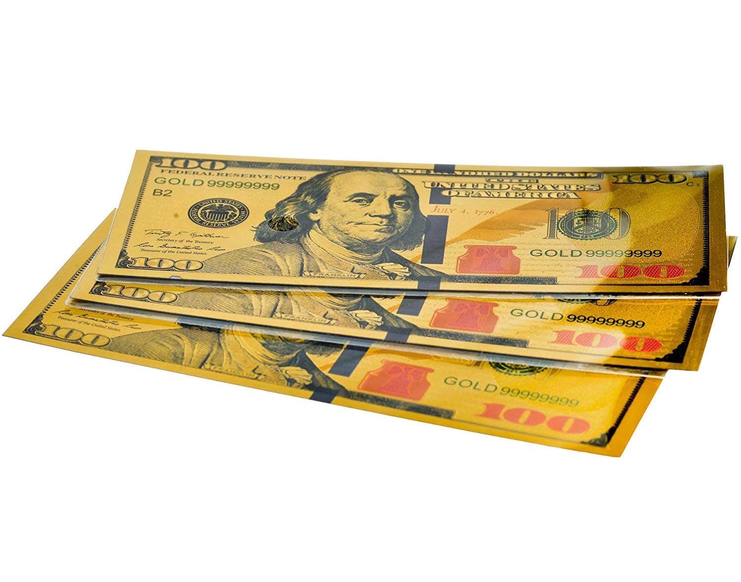 12 Gold $100 Bill Bookmarks For Kids - Quality Thick Book-Marks (1 Dozen) To Promote Reading - One Hundred Dollar Us Bank Note -