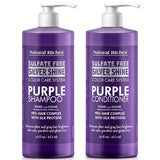 Natural Riches Radiant Silver Shine Purple Shampoo and Conditioner Set for Gray Hair - Paraben-Free and Color Safe - With Silk P