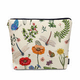 Kalygon Makeup Bag For Purse Dragonfly, Wild Flowers Butterfly Dragonflies Cosmetic Bags For Women With Zipper Travel Toiletry P