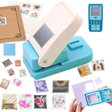 Kumijashi Enterprise Stamp Puncher 1X1 Inch Square Postage Stamp Punch Scalloped Rectangle Lever Action Paper Punch For Crafting