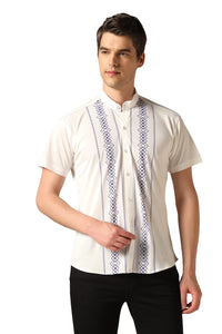 Toplot Men'S Causal Shirt With Short Sleeve & Geometric Print (Mens-Geo-Shirt-5096-Navy-M),Navy,,B0BZMJNLJM