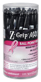 Zebra Pen ZGrip MAX BOLD Retractable Ballpoint Pen, 1.2mm, Black with Pink Ribbon, 24Pack (32577)