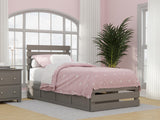 AFI, Oxford Twin XL Platform Bed with Matching Footboard & Set of 2 Under-Bed Storage Drawers, Grey