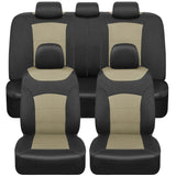 BDK carXS Turismo Car Seat Covers Full Set, Beige Two-Tone Front Seat Covers with Split Rear Bench Back Seat Cover, Automotive S