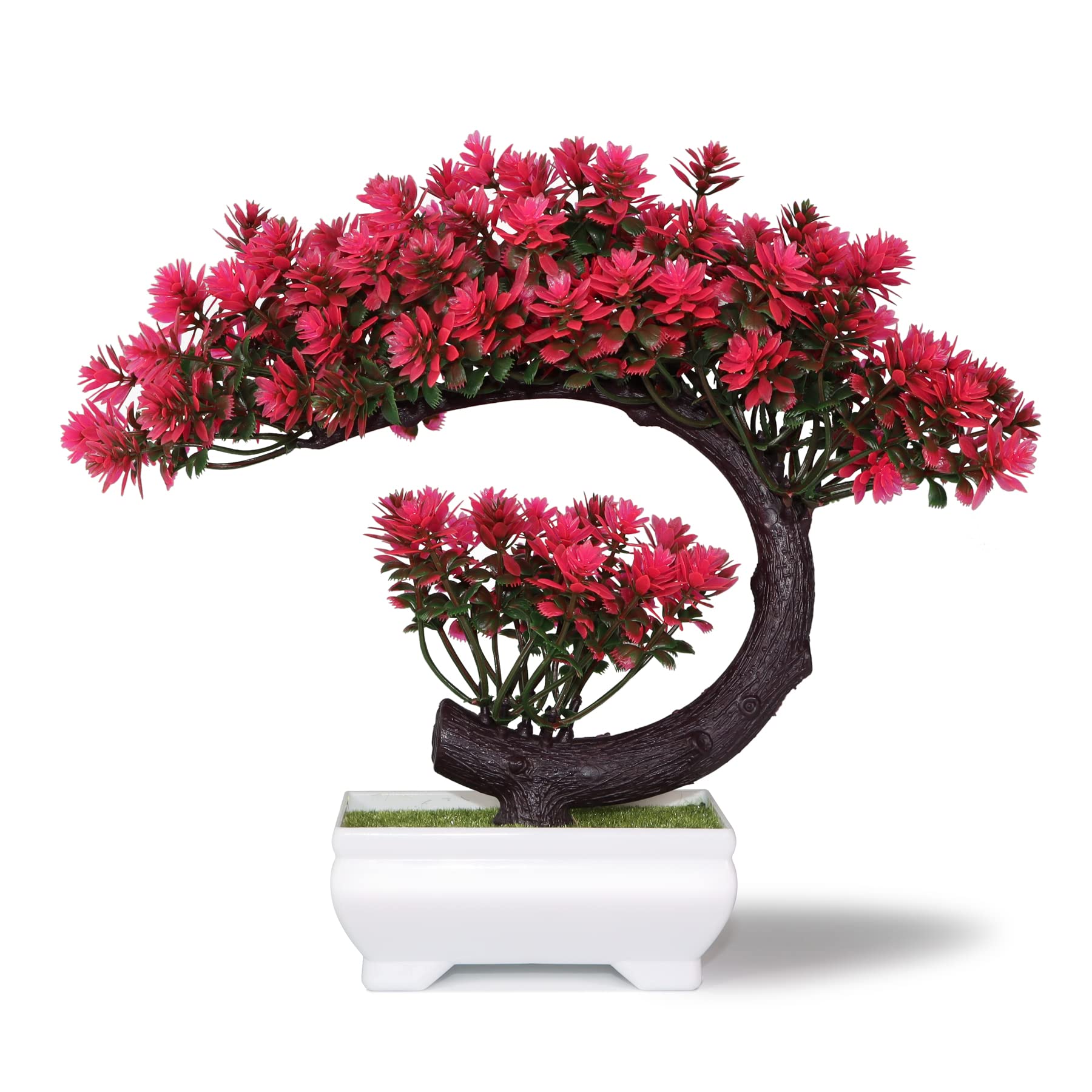 yoerm Small Artificial Plants Greenery Desktop Bonsai - Magenta Fake Plants for Home Decor Indoor Bookshelf Office Desk Bathroom