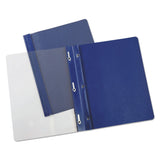 Universal UNV56138EE 1/2 in. Capacity Letter Size Tang Clip Plastic Report Covers Clear/Dark Blue (25/Box)
