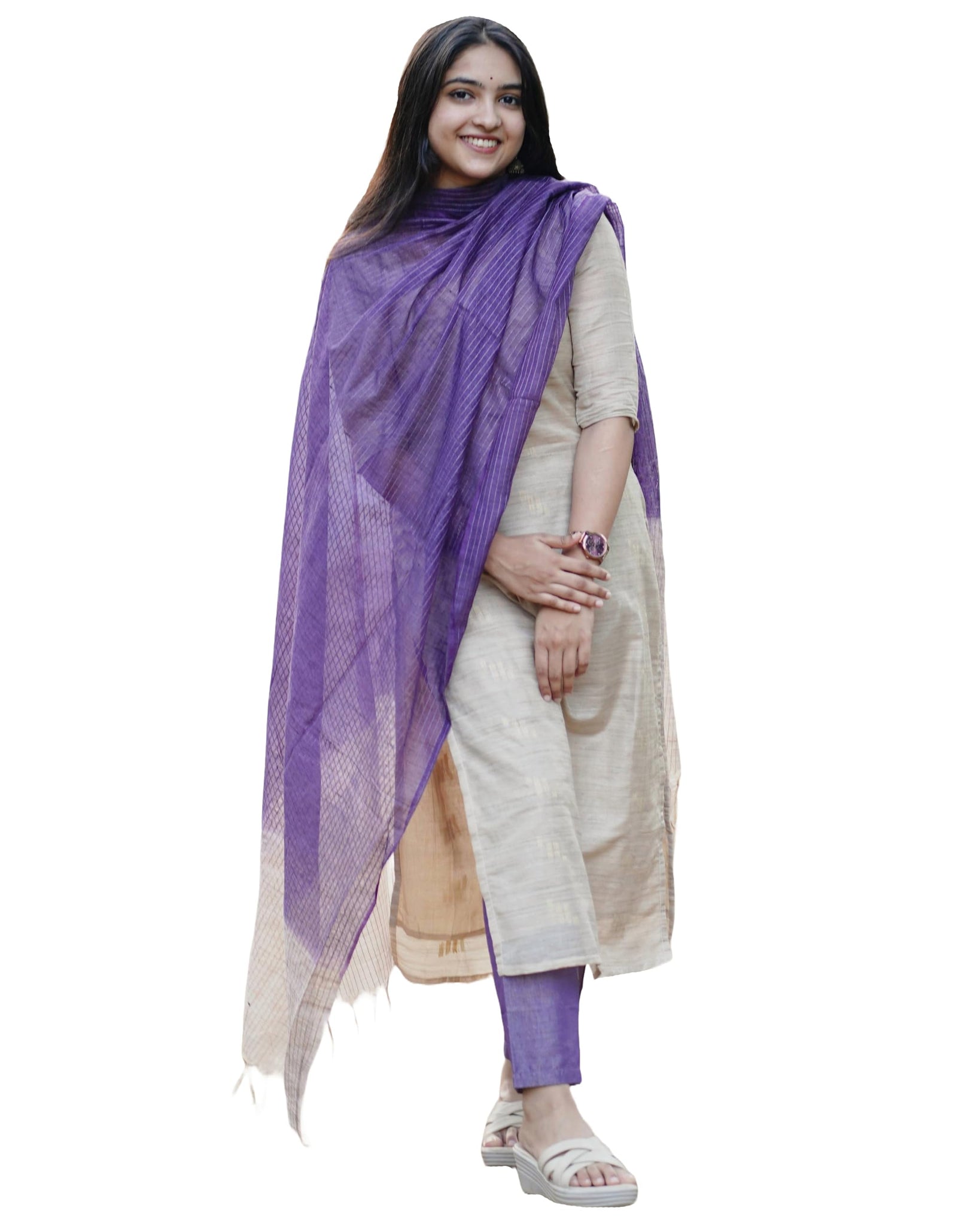 Anni Designer Women'S Rayon Blend Straight Solid Kurta With Pant & Dupatta (Gojala Beige_S_Beige_Small),Beige,S