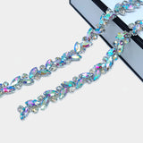 Yhsheen 1 Yard Bling AB Rhinestone Trim Crystal Rhinestone Chain Sparkly Rhinestone Applique for DIY Decoration & Bridal Costume