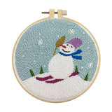 Ecomistiq Punch Needle Starter Kits Embrodiery Hoop With Punch Pen Hand Craft Snowman | Punch Needle Kits | Hand Embroidery Kits