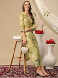 Anni Designer Women'S Cotton Blend Straight Printed Kurta With Pant (Nissu Green-Nh_M_Green_Medium),Green,M,,,