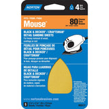 Norton 07660702317 Iron Shape Sanding Sheet for Black and Decker/Craftsman Mouse Sander, Hook and Loop, 7 Length x 3 Width, P80 