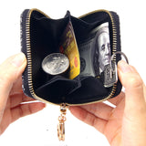 GEEAD Small Glitter Wallet for Women Mini Coin Purse Pouches with Key Ring for Christmas