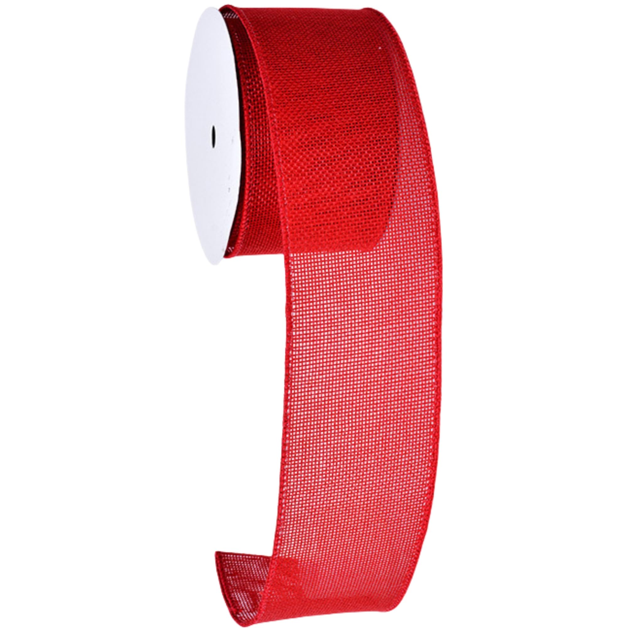 Meseey Red Burlap Wired Edge Ribbon 2.5 Inch x 10 Yards Solid Rustic Wedding Jute Ribbon for DIY Projects, Gift Wrapping, Wreath