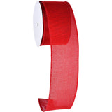 Meseey Red Burlap Wired Edge Ribbon 2.5 Inch x 10 Yards Solid Rustic Wedding Jute Ribbon for DIY Projects, Gift Wrapping, Wreath