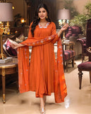 Anni Designer Women'S Rayon Viscose Anarkali Thread Work Kurta With Pant & Dupatta (Ashvthama Orange-Vks02_L_Orange_Large),Orange,L,,,