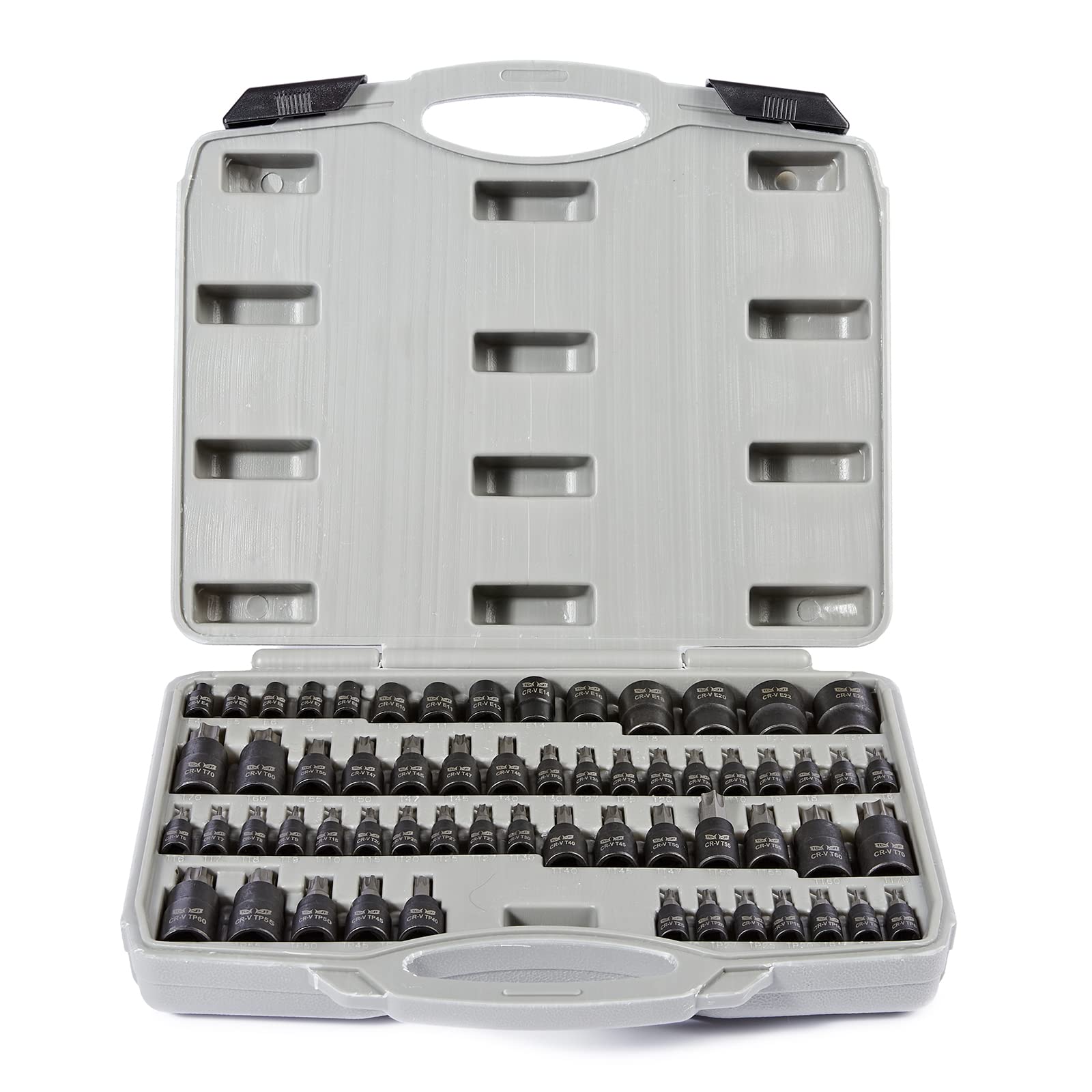 Torx Bit Socket Set (60 Piece Set - Torx And External Socket Set) 1/4 Drive - Torx Star Socket Bits & Female E Torx Sockets - 