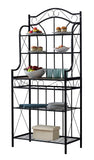 Pilaster Designs Leroy Transitional 5 Tier Freestanding Kitchen Bakers Rack With Black Metal Frame And Walnut Wood Center Shelf