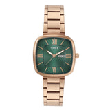 Timex Analog Watch For Women With Green Square Dial & Rose Gold Stainless Steel Bracelet Band Water Resistant Women'S Wrist Watc