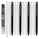 Lopenle 12 Pcs Mechanical Pencils 2.0mm 2B Hexagonal Six Sided Design Pencils with 12 Refill Sharpener for Art Drawing, Writing,