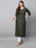 Anni Designer Women'S Cotton Blend Printed Straight Kurta (Sofika Green_M_Green_Medium),Green,M,Cotton Blend,Regular,