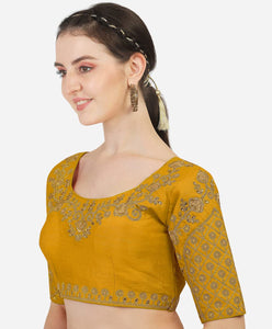 Vihu Fashion Women'S Silk Floral Sleeveless Blouse (Florall Blouse Variant Vf_Yellow_38)