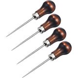 4 Pack Awl Tool Gourd Shape Wooden Handle Scratch Awl Tool Pin Punching for Leather Craft Cloth Pouch Hole DIY Handmade Maker To