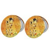 PDOZV Pocket Mirror, 2 Pcs Round 2.8PU OilPainting Style Double Sided 1X/3X Purse Compact Mirrors (OilPainting01)