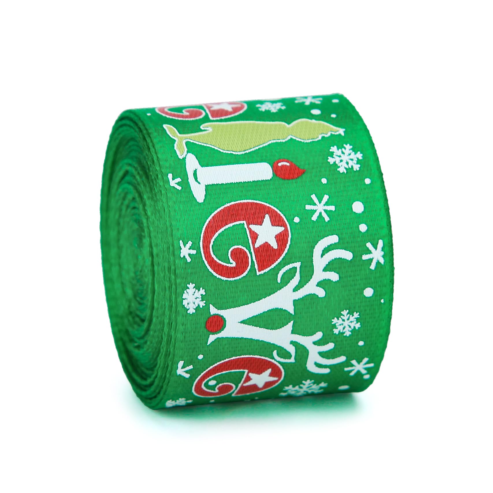 Meseey 10 Yards Christmas Stripe Plaid Ribbon Red Green Xmas Funny Cartoon Character Craft Satin Ribbons for Gift Wrapping DIY C