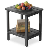 LUBITTE Outdoor Side Table, 17.7-Inch Small Patio End Table with Adjustable Feet, All-Weather HDPE Accent Adirondack Table for P