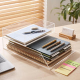 Novabright Acrylic Desk Organizer Letter Tray Set of 2, Tabletop Desktop File Holder for Storage Paper Letters Folders Notebooks