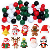 58pcs 3D Cute Christmas Silicone Focal Beads,DIY Christmas Loose Beads for Keychain Making Bracelet Crafts Jewelry Making Access