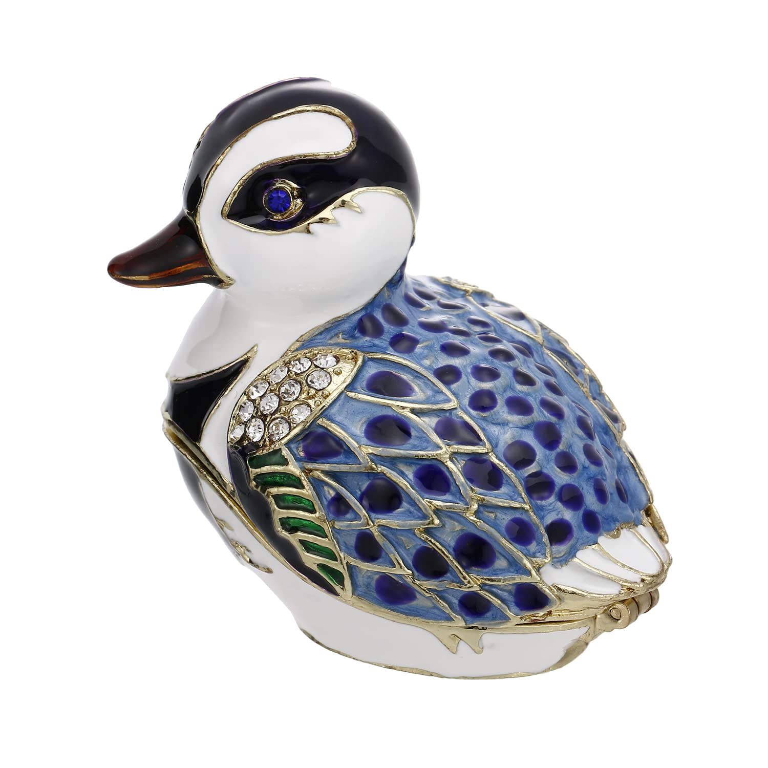Hand Painted Enamel Bird Trinket Box for Home Decor, Hinged Jewelry Organizer for Ring Earrings, Unique Figurine Keepsake Collec