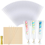 Yexiya Candy Kabob Bags with Sticks100 Cellophane Treat Bags with Twist Ties and 100 Natural Bamboo Skewers 3 x 11 Inches Clear 