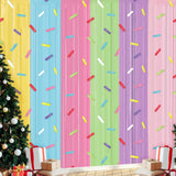 Blosssound 4 Packs Donut Party Decorations 3.3 x 6.6 ft Donut Sprinkle Foil Fringe Curtain Colorful Ice Cream Tinsel Streamers f