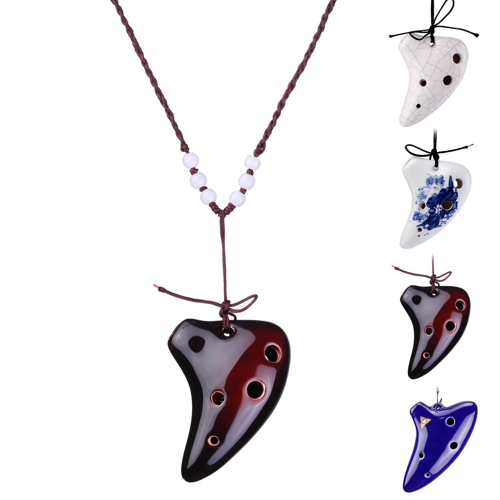 L'MS 6 Hole Ceramic Strawfire Mini Ocarina with Free Tutorial Songbook (Coffee)