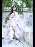 Anni Designer Women'S Cotton Blend Straight Printed Kurta With Pant & Dupatta (Bursh-Peach-Nw-Cmd_Xxl_Peach_Xx-Large),Peach,2XL,Cotton Blend,Regular,
