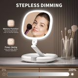 Beautifive Makeup Mirror with Light and Magnification, 10X/1X Light Up Makeup Mirror Travel Lighted Make Up Mirror with Adjustab