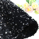FOTSHARER Sequin Fabric by The Yard Black Velvet Stretch Fabric 2 Yards Embroidered Sequined Material Mermaid Sequins Flip up Fa