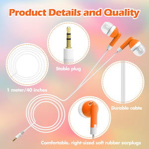 CN-Outlet Wholesale Bulk Eearbuds Headphones 100 Pack for Kids,Classroom,Labs,Students and Adults -Orange