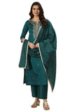 Libas Women'S Silk Blend Kurta Sets (99195_Teal_Xl)