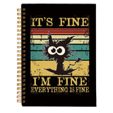Yetmadi It's Fine I'm Fine Everything is Fine Funny Black Cat Notebook