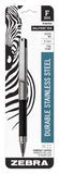 Zebra Pen Zebra F301 Compact Ballpoint Stainless Steel Retractable Pen, Fine Point, 0.7mm, Black Ink, 1Count
