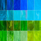 LITMIND 24 Sheets Blue & Green Stained Glass Variety Pack - 4 x 6 Inch Art Glass Sheets for Mosaic Art, DIY Crafts & Decorative 