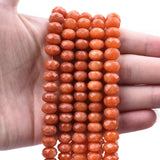 HAAMIIQII 6x9mm Orange Jade Faceted Rondelle Stone Spacer Beads, Abacus Disk Loose Gemstone Beads for Jewelry Making, DIY Bracel
