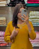 Anni Designer Women'S Rayon Blend Straight Embroidered Kurta With Pant (Bloom Yellow_S_Yellow_Small),Yellow,S,,,