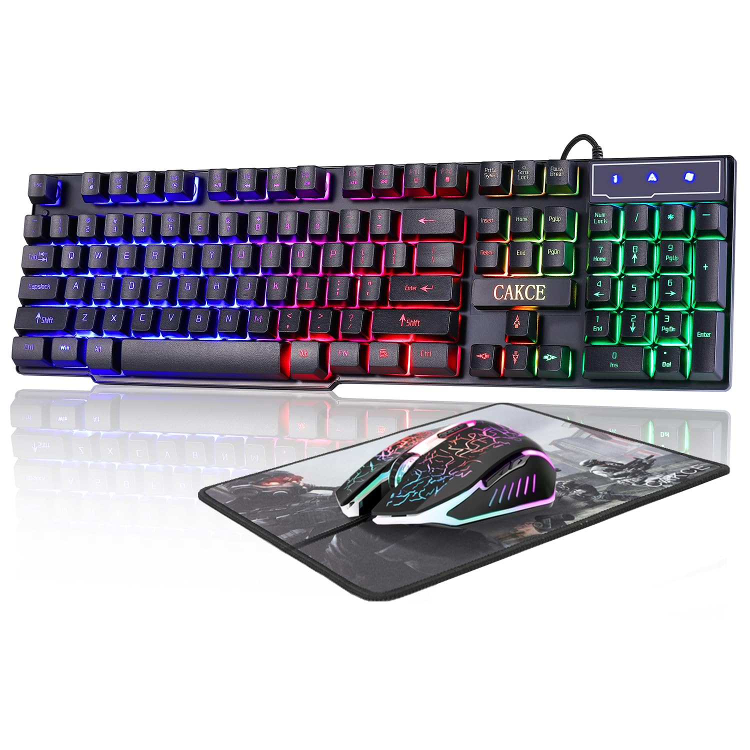 RGB Gaming Keyboard and Colorful Mouse Combo,USB Wired LED Backlight Gaming Mouse and Keyboard for Laptop PC Computer Gaming and