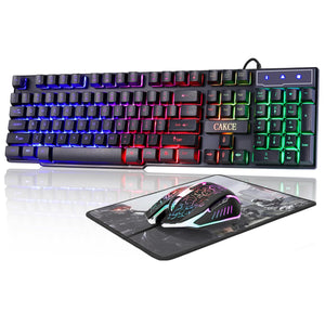 RGB Gaming Keyboard and Colorful Mouse Combo,USB Wired LED Backlight Gaming Mouse and Keyboard for Laptop PC Computer Gaming and