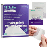 15 CT 2 x 2 Hydrocolloid Wound Dressing - Sterile Colloidal Bandages - Adhesive Hydrocolloid Bandages Small - Individually Packe